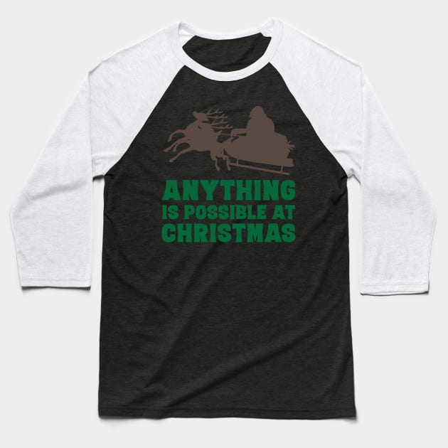 Bigfoot Santa Claus riding sleigh funny Bigfoot lover Christmas Gift Baseball T-Shirt by BadDesignCo